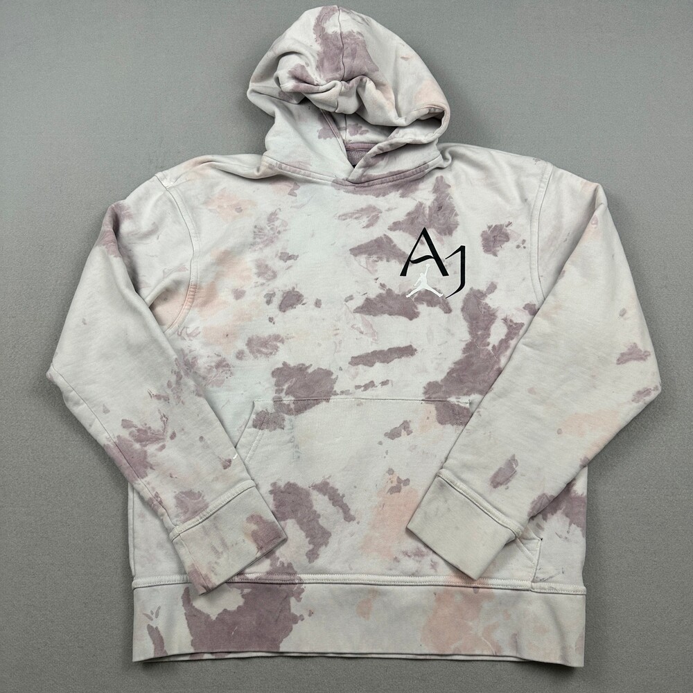 Jordan Hoodie Men Medium Pink Tie Dye Wash Flight Dunk Graphic Sweatshirt M